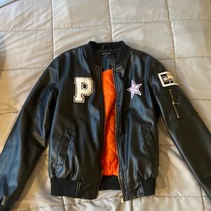 New look leather patch jacket size medium